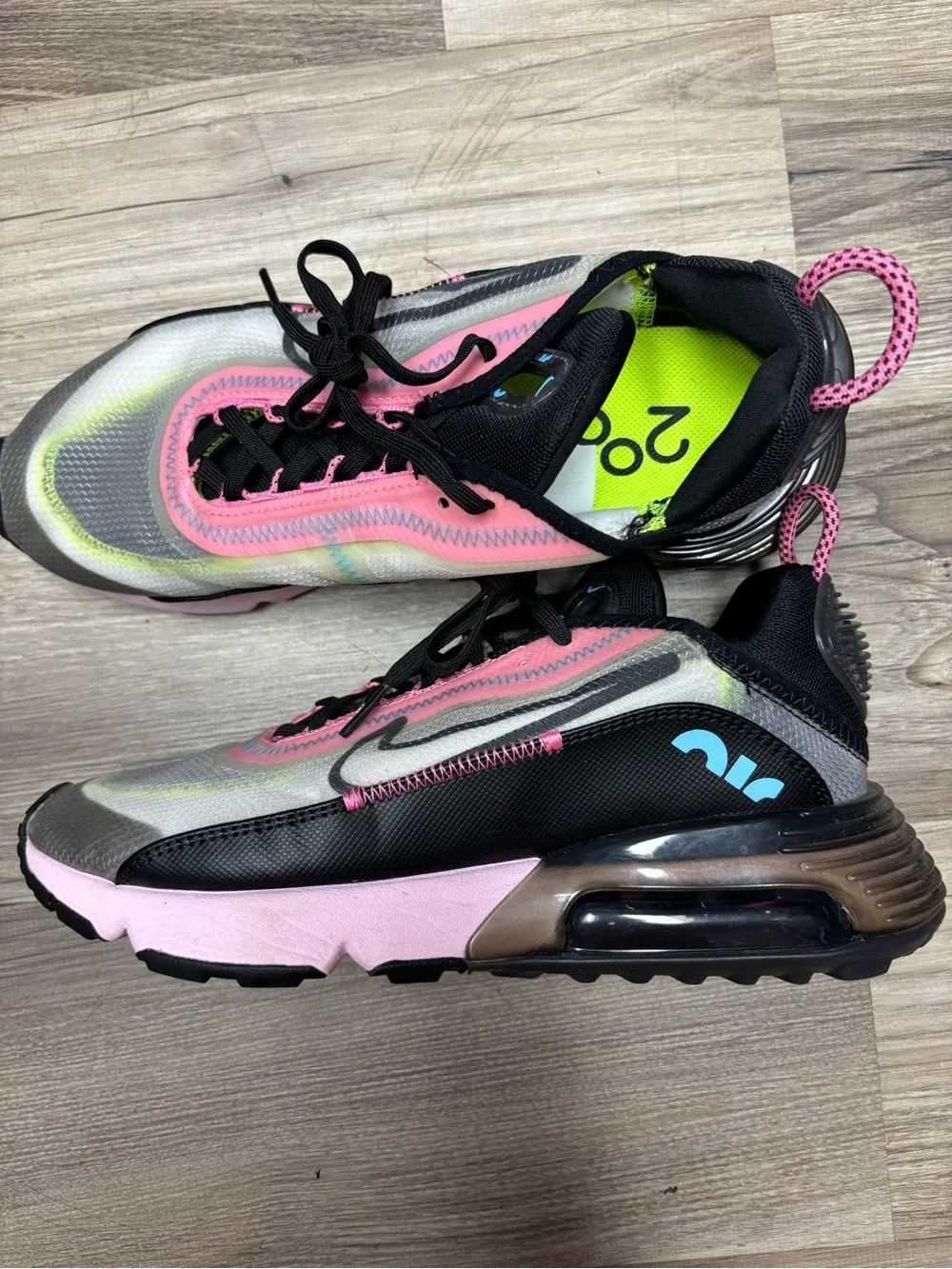 Nike Women’s Air Max 2090 Pink, Black & Neon Green Sneakers - Picture 3 of 5